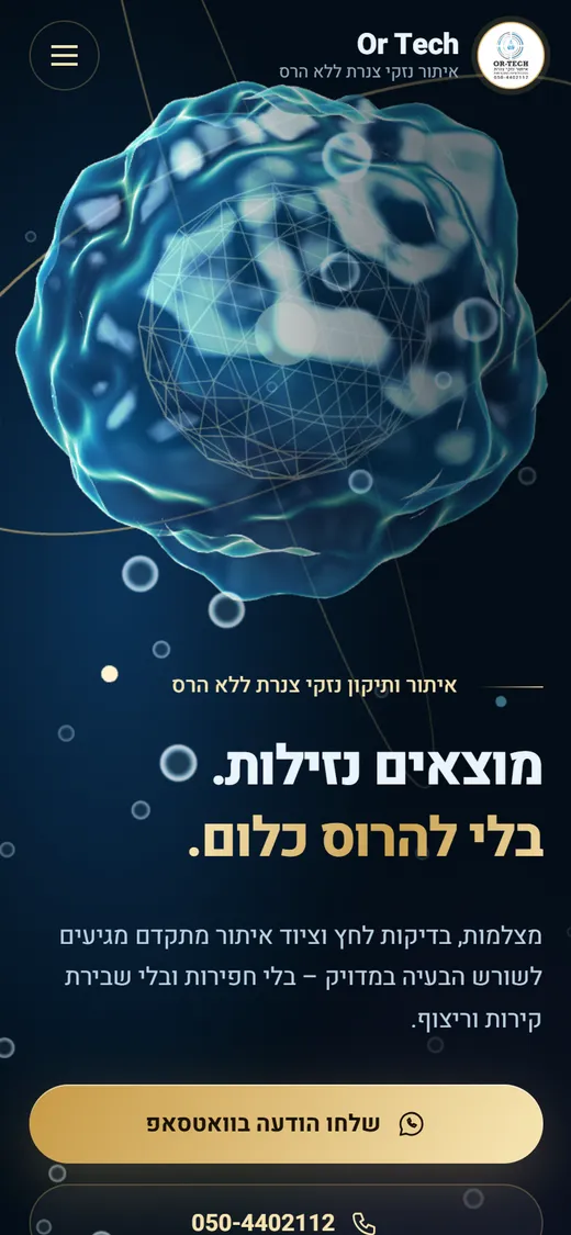 דף נחיתה של Or Tech בטלפון נייד